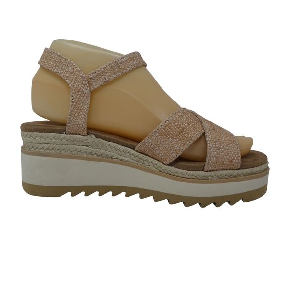 Toms Noelani Tan Open Toe Platform Wedge Heel Sandals - Picture 5 of 13